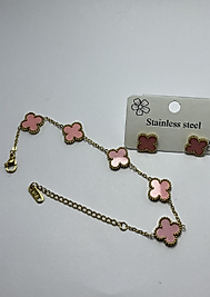 Gold pembe küpe bileklik set